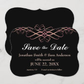Roos Goud en Zwart, Elegant Save the Date (Voorkant / Achterkant)
