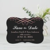Roos Goud en Zwart, Elegant Save the Date (Staand voorkant)