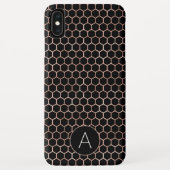 Roos Goud en Zwart Girly Hexagon Pattern Case-Mate iPhone Case (Achterkant)