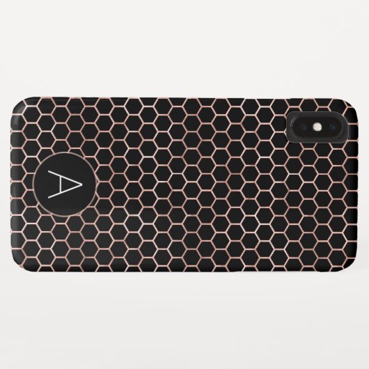 Roos Goud en Zwart Girly Hexagon Pattern Case-Mate iPhone Case (Achterkant (horizontaal))