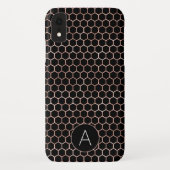 Roos Goud en Zwart Girly Hexagon Pattern Case-Mate iPhone Case (Achterkant)