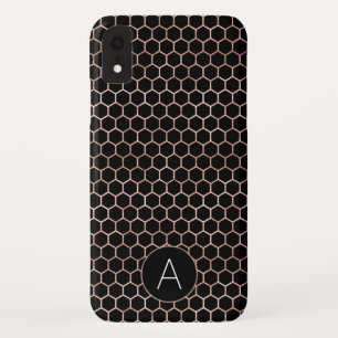 Roos Goud en Zwart Girly Hexagon Pattern Case-Mate iPhone Case