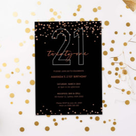 Roos goud en zwart glitter sparkle 21e verjaardag kaart