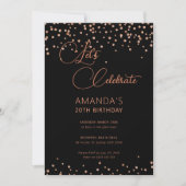 Roos goud en zwart glitter sparkle birthday kaart (Voorkant)