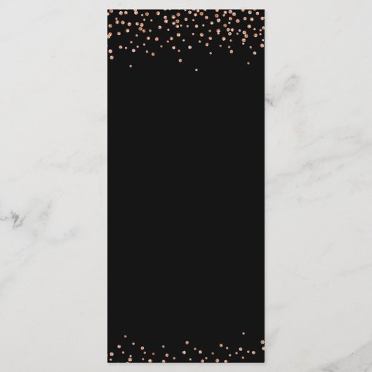 Roos goud en zwart glitter sparkle Menu Kaart (Achterkant)