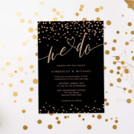 Roos goud en zwart Glitter Sparkle We Do Wedding Kaart