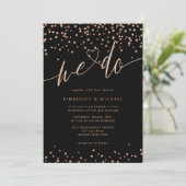 Roos goud en zwart Glitter Sparkle We Do Wedding Kaart (Staand voorkant)
