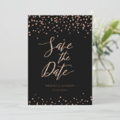 Roos goud en zwart glitter sprankeling bewaar de d kaart (Staand voorkant)