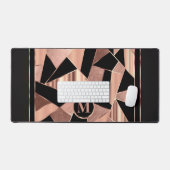 Roos Goud en Zwart in een Abstract Patroon Bureaumat (Keyboard & Muis)