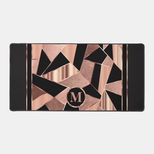 Roos Goud en Zwart in een Abstract Patroon Bureaumat (Voorkant)