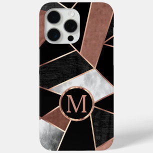 Roos Goud en Zwart In Geometrisch Patroon iPhone 15 Pro Max Hoesje