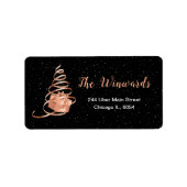 Roos Goud en Zwart Kerstcadeau Etiket (Voorkant)