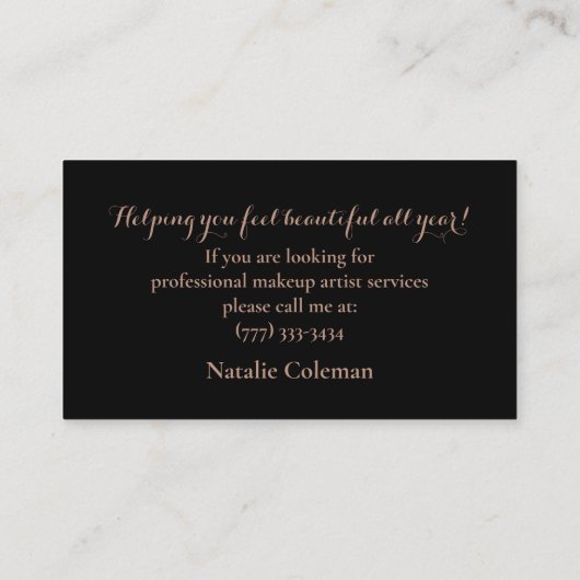 Roos Goud en Zwart Make-up Artist Visitekaartje (Achterkant)