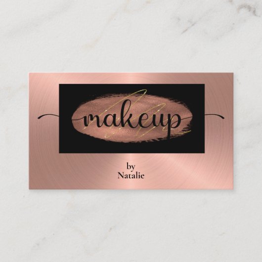 Roos Goud en Zwart Make-up Artist Visitekaartje (Voorkant)