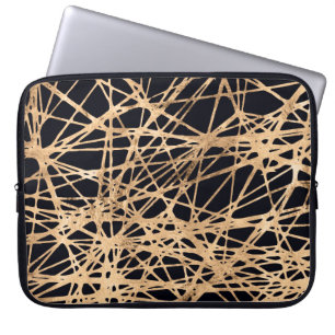 Roos goud en zwart onderdruk netpatroon laptop sleeve