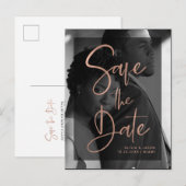 Roos Goud en Zwart Overlay | Foto Sla de datum op Aankondigingskaart (Voorkant / Achterkant)