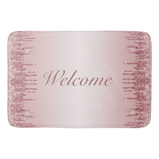 Roos goud en zwart roze monogram badmat (Voorkant)