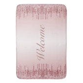 Roos goud en zwart roze monogram badmat (Voorkant Verticaal)