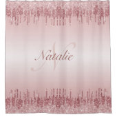 Roos goud en zwart roze monogram douchegordijn (Voorkant)