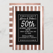 Roos goud en zwarte elegante stijl uitnodiging (Voorkant / Achterkant)