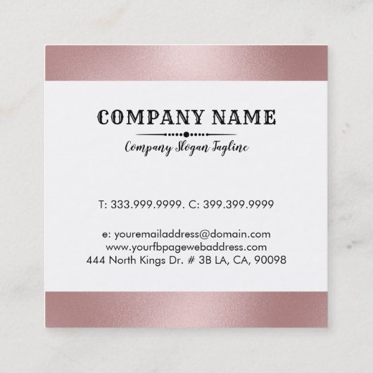 Roos-goud- en zwarte Laurel Wreath Vierkante Visitekaartje (Achterkant)