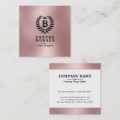 Roos-goud- en zwarte Laurel Wreath Vierkante Visitekaartje (Voorkant / Achterkant)