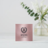 Roos-goud- en zwarte Laurel Wreath Vierkante Visitekaartje (Staand voorkant)
