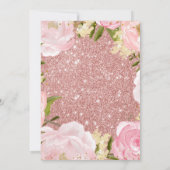 Roos goud floraalroze 1e verjaardag uitnodigingen (Achterkant)