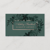 Roos goud Floral green waterverf leaf make-up Visitekaartje (Voorkant)