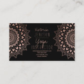 Roos goud floral mandala zwarte yoga instructeur visitekaartje (Voorkant)