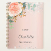 Roos goud floral Silver glitter monogram Planner (Voorkant)