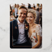 Roos-Goud, Folie, bruiloft, 1 foto "Dank u" Folie Uitnodiging (Voorkant)