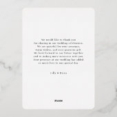 Roos-Goud, Folie, bruiloft, 1 foto "Dank u" Folie Uitnodiging (Achterkant)