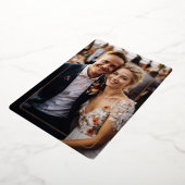 Roos-Goud, Folie, bruiloft, 1 foto "Dank u" Folie Uitnodiging (Gedraaid)