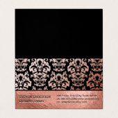 Roos Goud Folie en Damast Patroon Visitekaartje (Buitenkant ongevouwen)