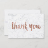 Roos goud folie marmer aangepast dank je bruiloft bedankkaart (Voorkant)