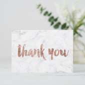 Roos goud folie marmer aangepast dank je bruiloft bedankkaart (Staand voorkant)