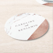 Roos goud folie marmer luxe moderne bruiloft ronde kartonnen onderzetter (Gebogen)