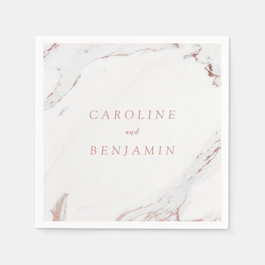 Roos goud folie marmer luxe moderne bruiloft servet (Voorkant)