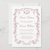 Roos Goud Frans Lijst Sweet 16 Verjaardagsfeest Kaart (Voorkant)