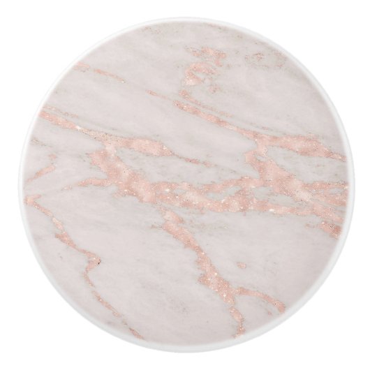 Roos Goud Geaderd Blush Roze Marmer Keramische Knop (Voorkant)