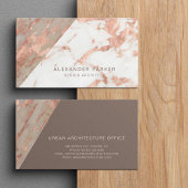 Roos goud geaderd marmeren steen architect kantoor visitekaartje
