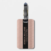 Roos-goud geborsteld aluminium textuur bagagelabel (Achterkant verticaal)