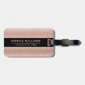 Roos-goud geborsteld aluminium textuur bagagelabel (Achterkant horizontaal)