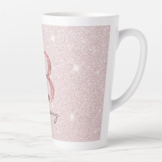 Roos Goud Geborsteld Glitter Monogram Naam Latte M Mok (Rechts)