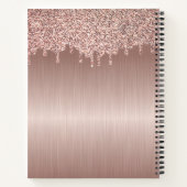 Roos Goud Geborsteld Metaal Glitter Drips Monogram Notitieboek (Achterkant)