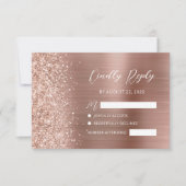 Roos Goud Geborsteld Metaal Glitter Script Bruilof RSVP Kaartje (Voorkant)
