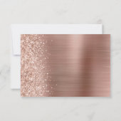 Roos Goud Geborsteld Metaal Glitter Script Bruilof RSVP Kaartje (Achterkant)