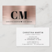 Roos Goud Geborsteld Metaal Vet Typografie Monogra Visitekaartje (Voorkant / Achterkant)