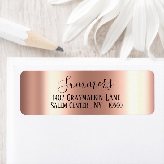 Roos goud geborsteld Metal Script-adres Etiket (Insitu)